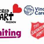 Logos for Sacred Heart Mission, VincentCare, Uniting and Salvation Army